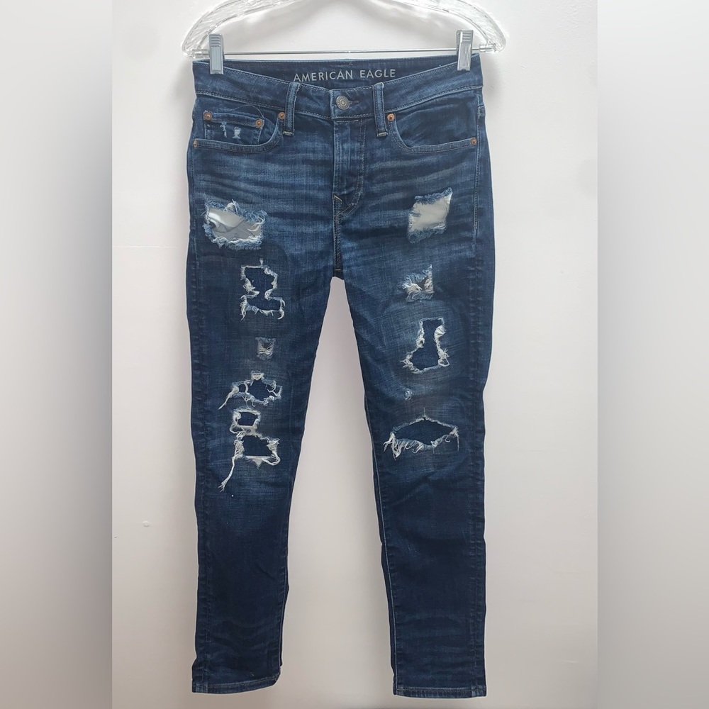American Eagle Air Flex Distressed Denim Skinny Jeans Size 28x28